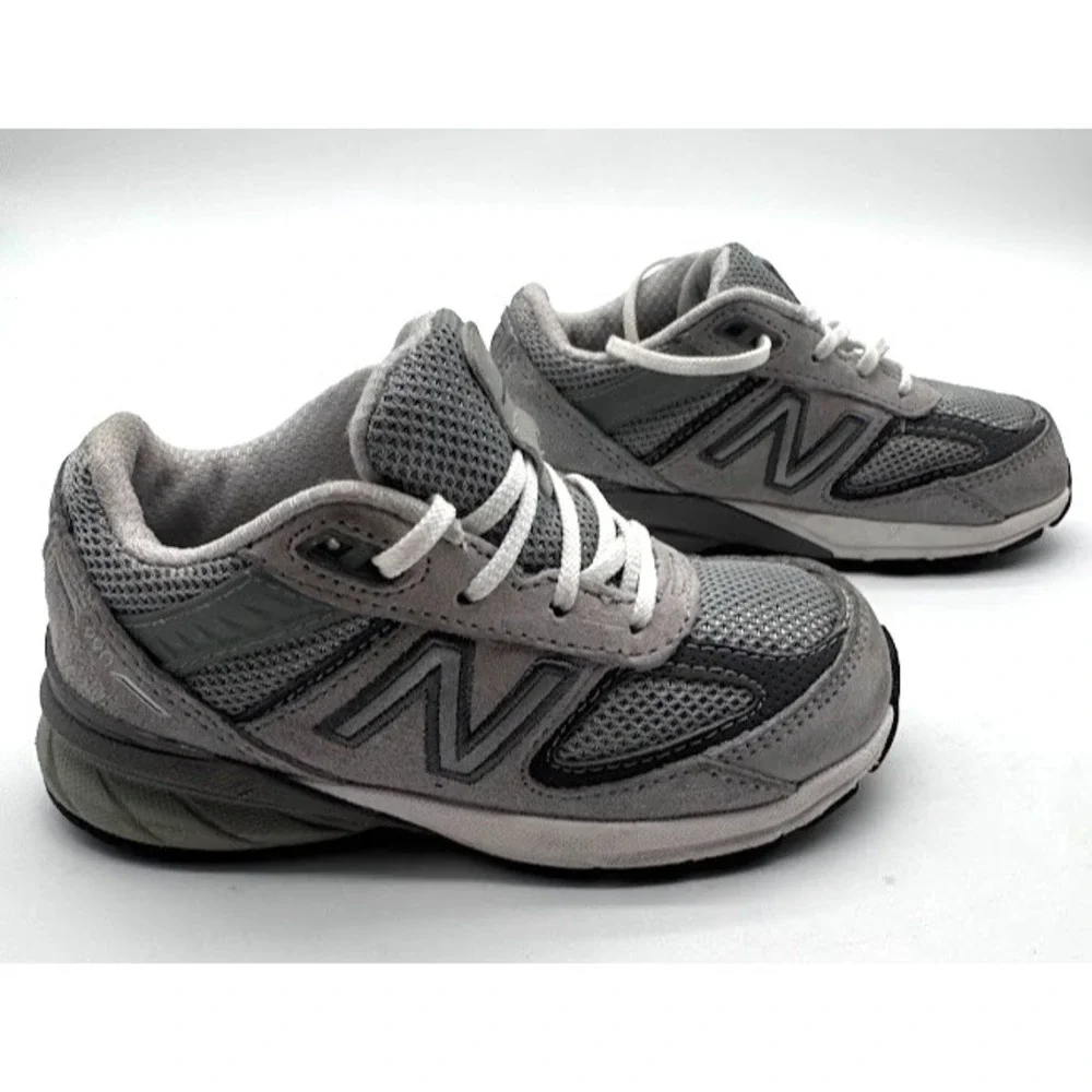 New Balance 990v5 Kids Sneakers Gray Suede Mesh Running Shoes US 8 EU 25